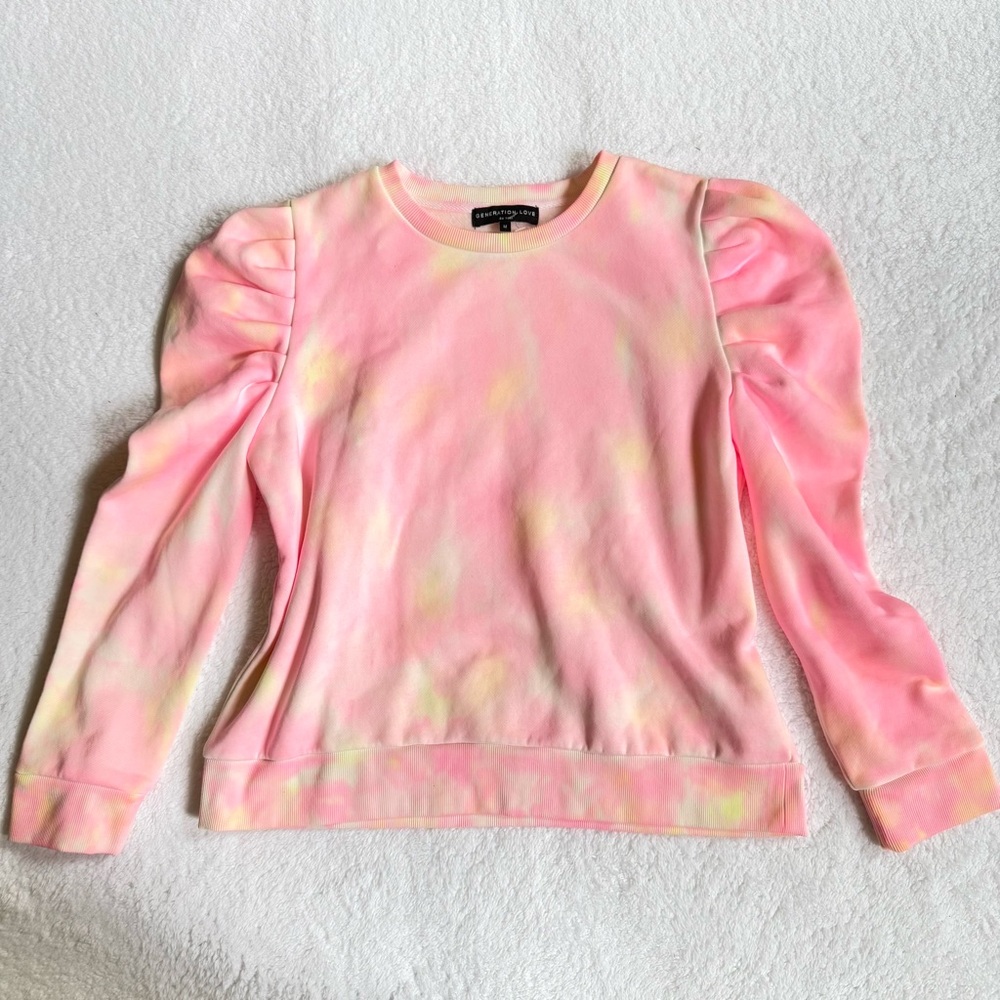 Generation Love Pearl Neon Tie Dye Sweatshirt size M pink long sleeve tops women